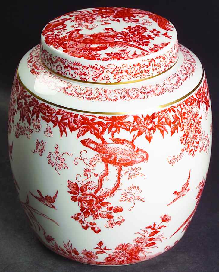 Red Aves (Older, Discontinued 1997) Medium Ginger Jar & Lid by Royal Crown Derby-1