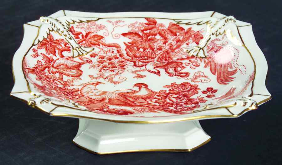 Red Aves (Older, Discontinued 1997) Dolphin Tray by Royal Crown Derby-1
