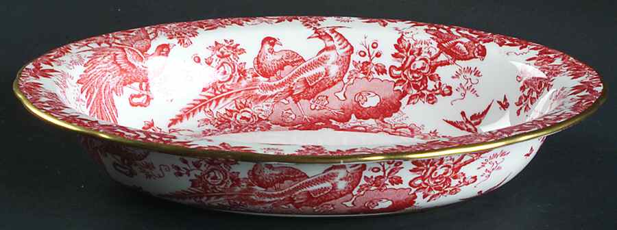 Red Aves (Older, Discontinued 1997) 9" Oval Vegetable Bowl by Royal Crown Derby-1