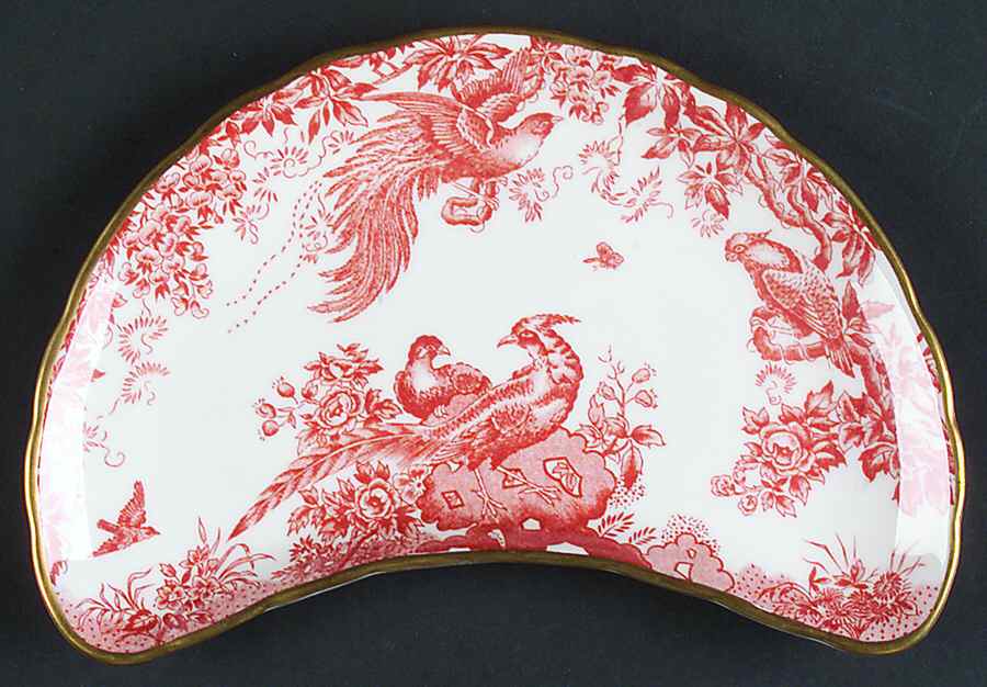 Red Aves (Older, Discontinued 1997) Crescent Salad Plate by Royal Crown Derby-1