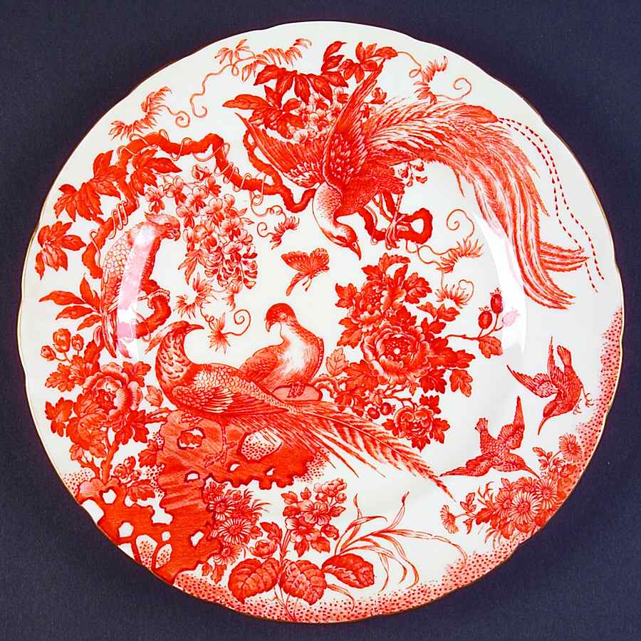 Red Aves (Older, Discontinued 1997) Luncheon Plate by Royal Crown Derby-1