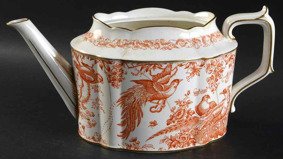 Red Aves (Older, Discontinued 1997) Teapot No Lid by Royal Crown Derby-1