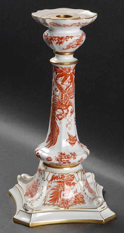 Red Aves (Older, Discontinued 1997) 10" Candlestick by Royal Crown Derby-1