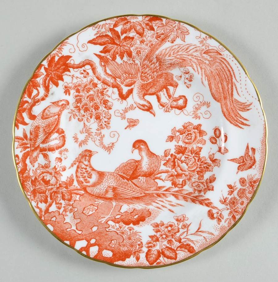 Red Aves (Older, Discontinued 1997) Dessert/Pie Plate by Royal Crown Derby-1