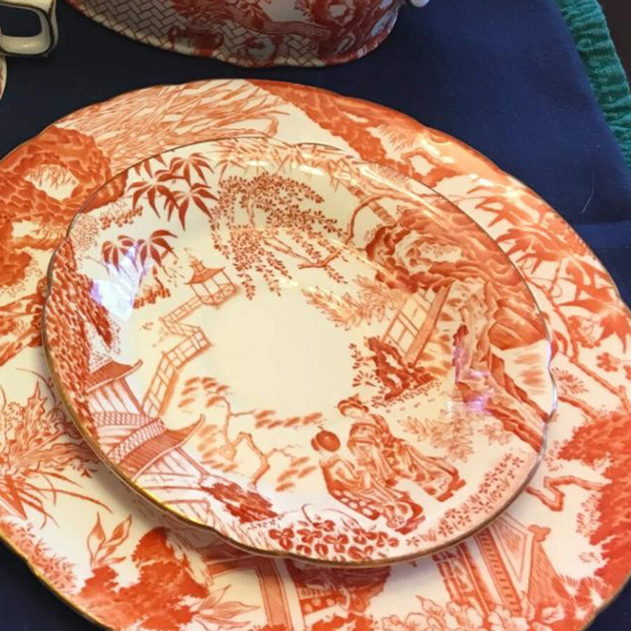 Red Mikado Saucer by Royal Crown Derby-1
