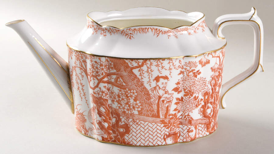 Red Mikado Teapot No Lid by Royal Crown Derby-1
