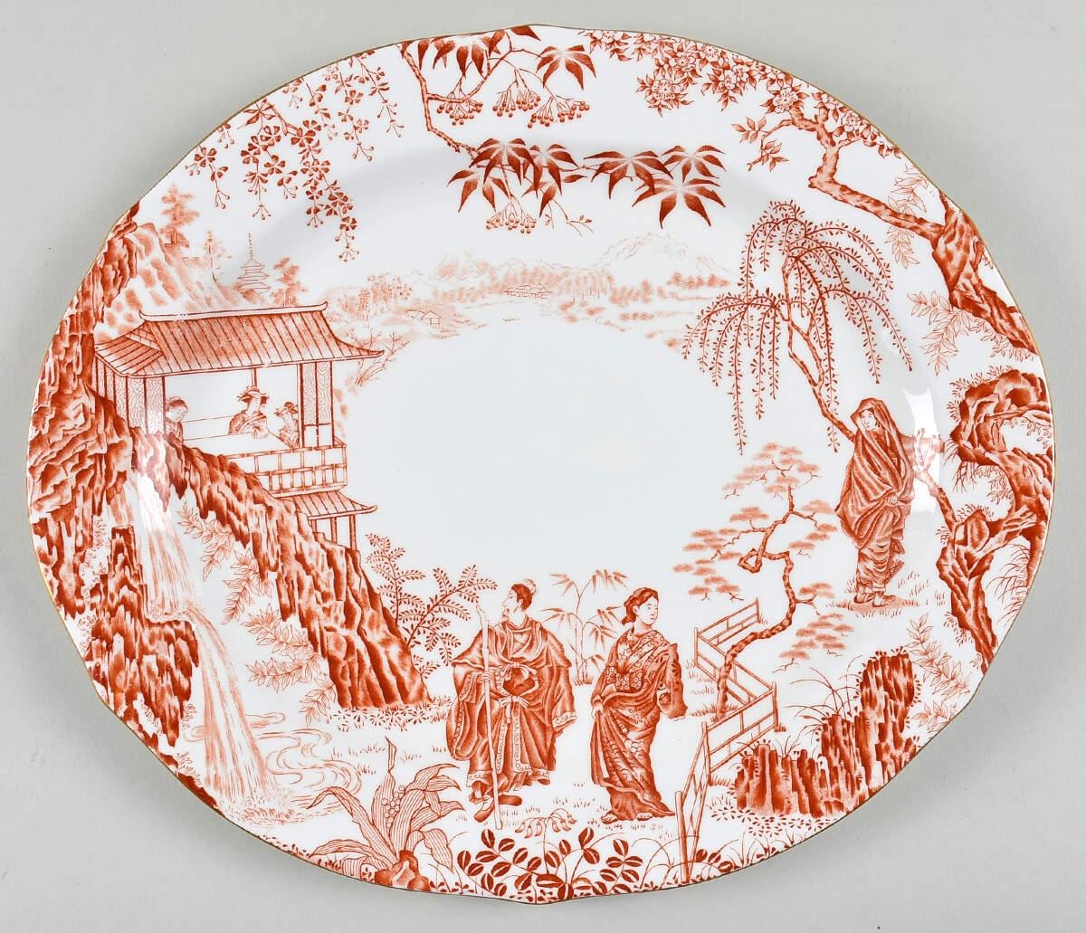 Red Mikado 13" Oval Serving Platter by Royal Crown Derby-1