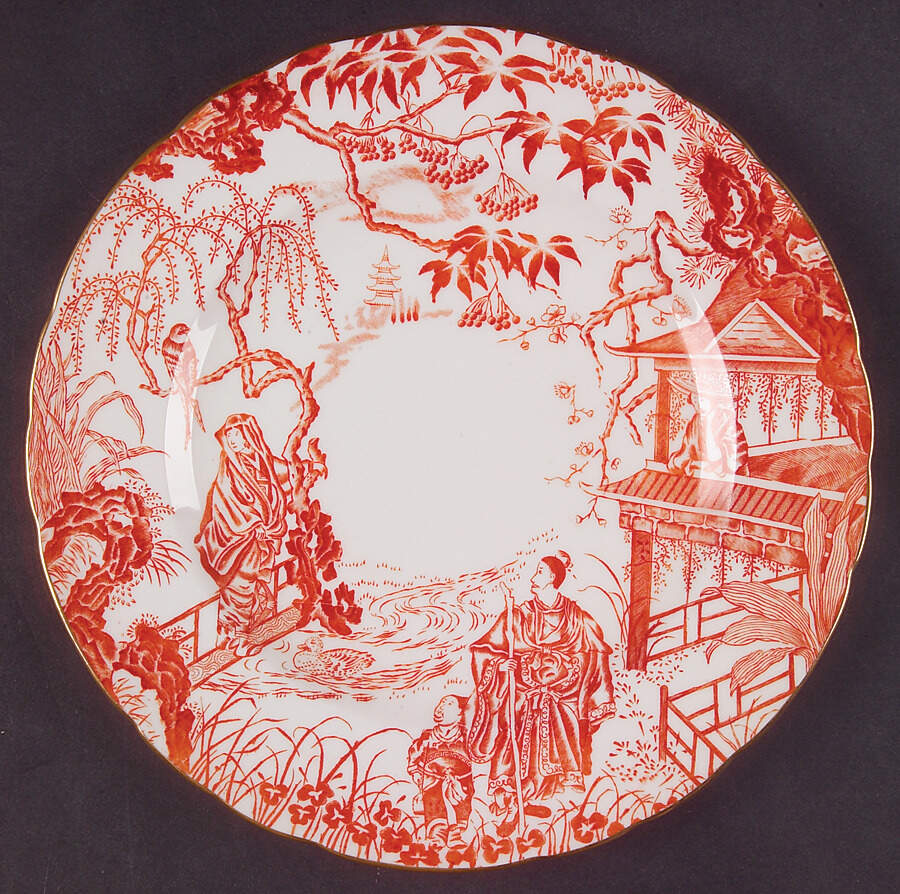 Red Mikado Luncheon Plate by Royal Crown Derby-1
