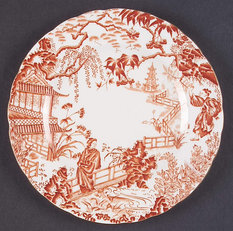 Red Mikado Dessert/Pie Plate by Royal Crown Derby-1