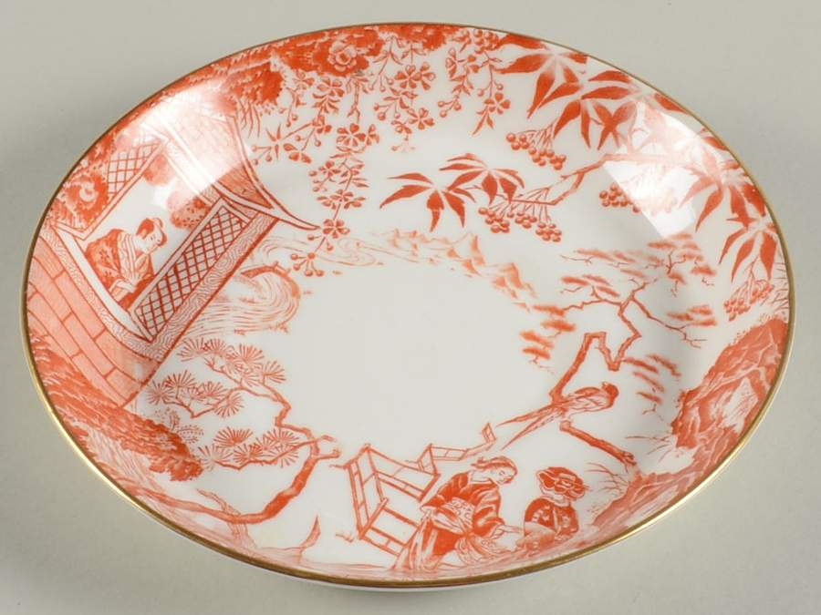 Red Mikado Saucer for Oversized Cup by Royal Crown Derby-1
