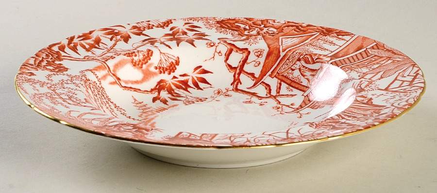 Red Mikado Rim Soup Bowl by Royal Crown Derby-1