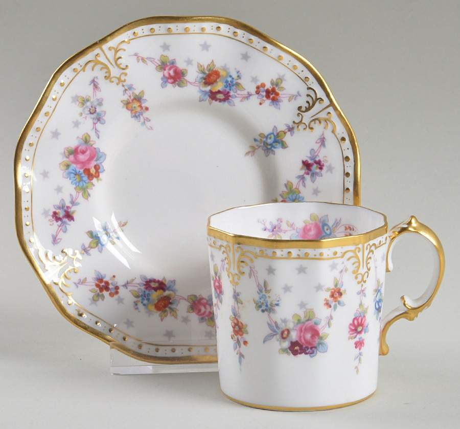 Royal Antoinette Flat Demitasse Cup & Saucer Set by Royal Crown Derby-1