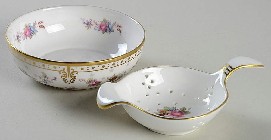 Royal Antoinette Tea Strainer & Bowl by Royal Crown Derby-1