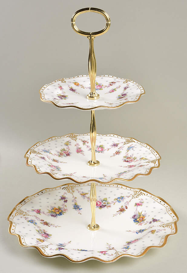 Royal Antoinette 6 5/8"-10"  2 Tiered Serving Tray (Dp, Sp) HC by Royal Crown Derby-1
