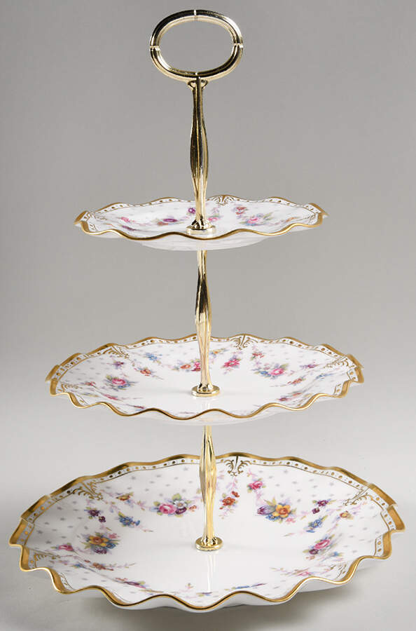 Royal Antoinette 13 7/8"-14 1/4" 3-Tiered Serving Tray(DP,SP,BB) HC by Royal Crown Derby-1