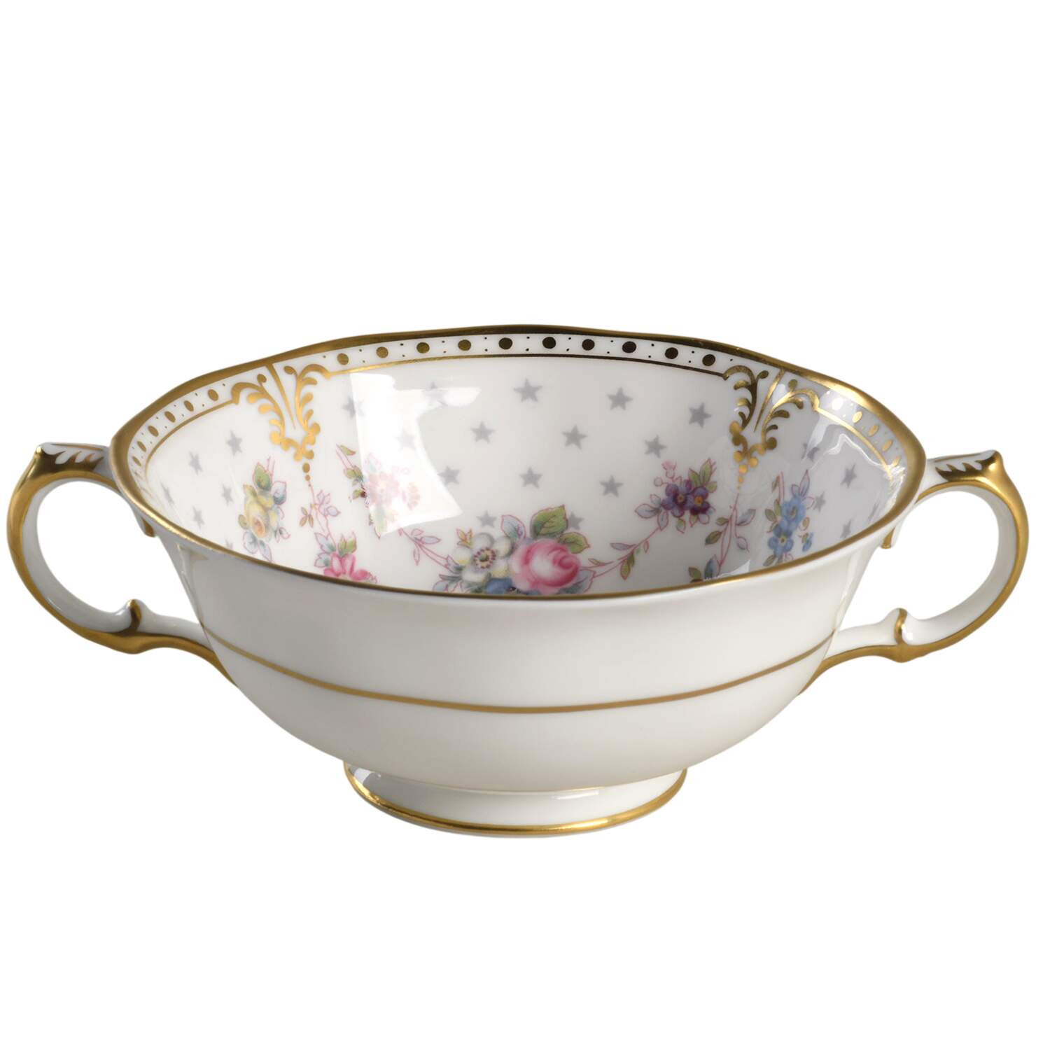 Royal Antoinette Footed Cream Soup Bowl by Royal Crown Derby-1