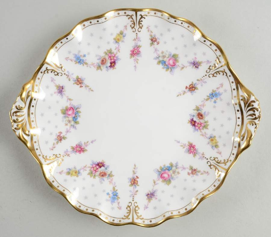 Royal Antoinette Handled Cake/Pastry Plate by Royal Crown Derby-1