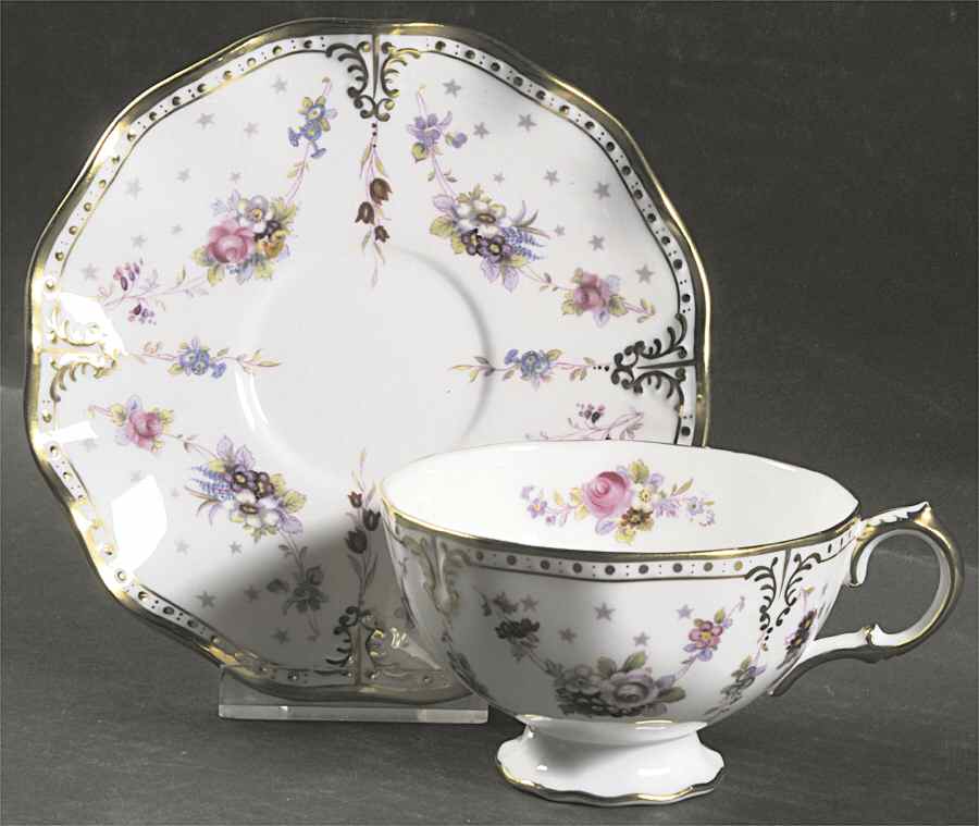 Royal Antoinette Footed Cup & Saucer Set by Royal Crown Derby-1