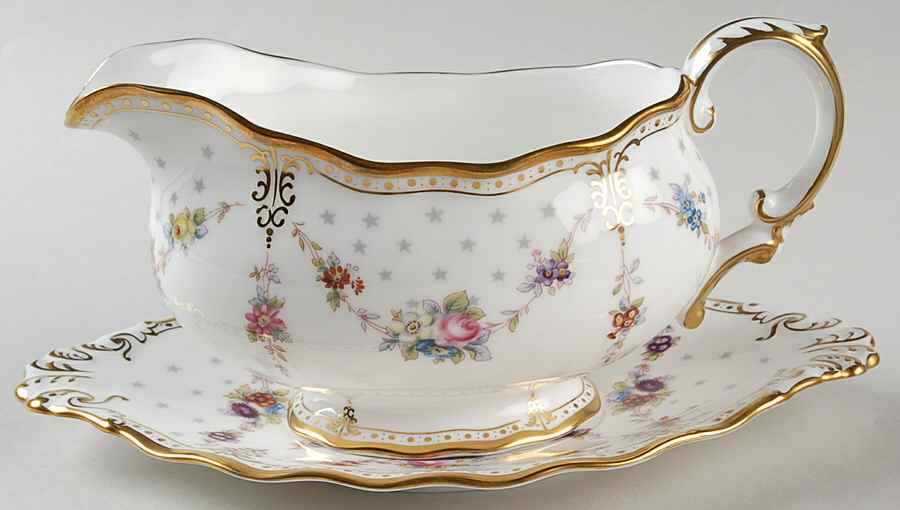 Royal Antoinette Gravy Boat & Underplate by Royal Crown Derby-1