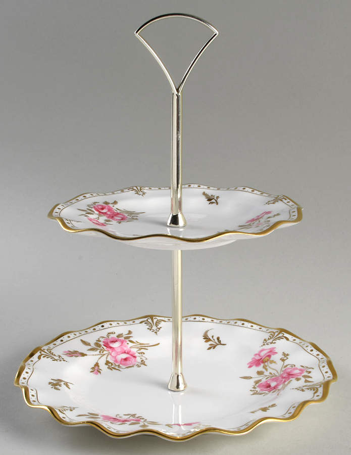 Royal Pinxton Roses 2 Tiered Serving Tray (Dinner & Salad Plate) by Royal Crown Derby-1