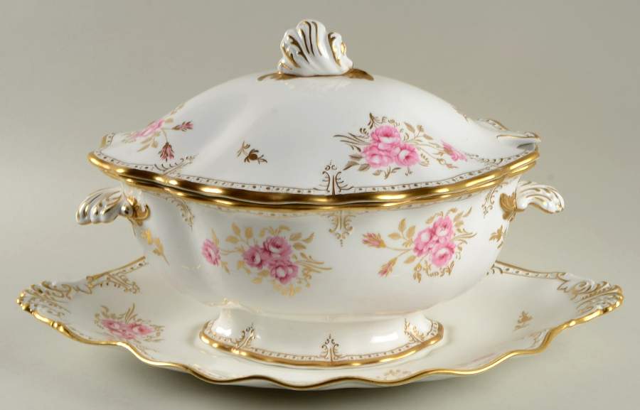 Royal Pinxton Roses Oval Tureen & Lid with Underplate by Royal Crown Derby-1