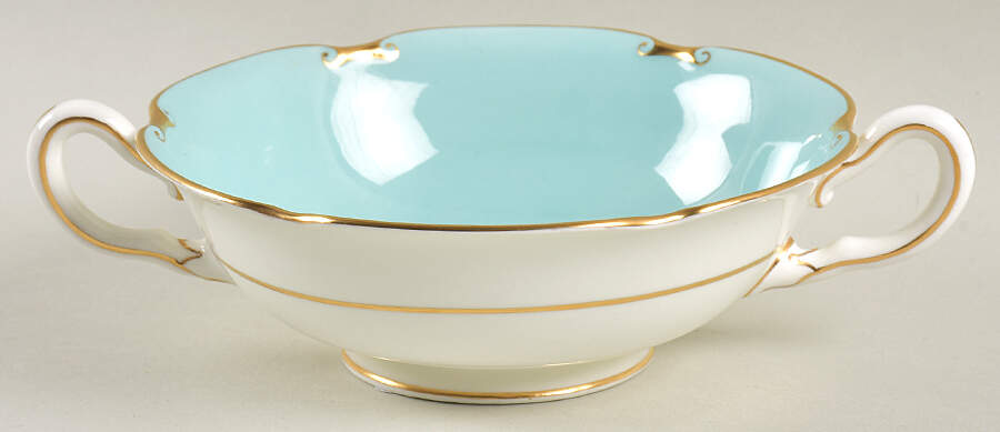 Rosemary (Celadon) Footed Cream Soup Bowl by Royal Crown Derby-1