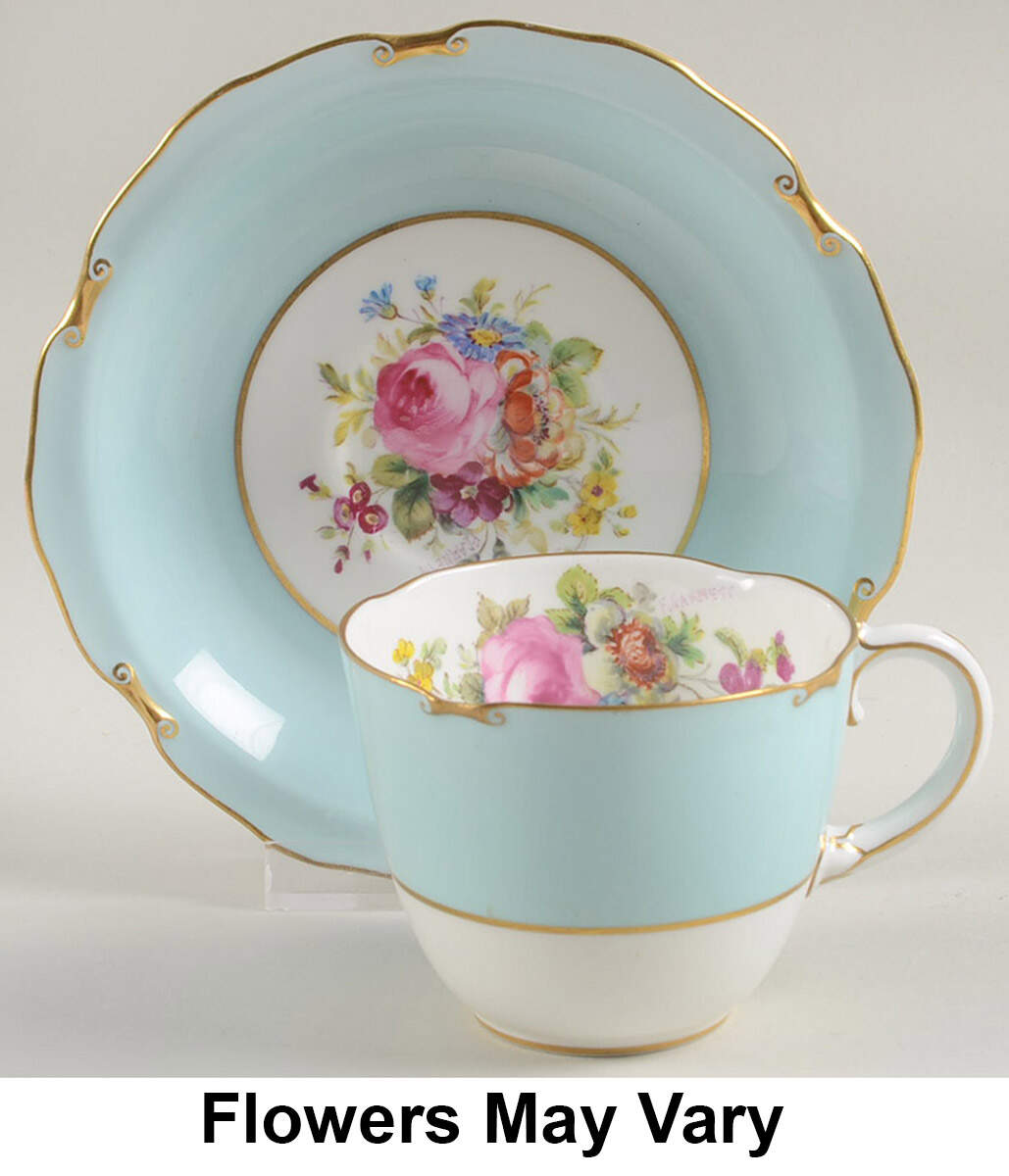 Rosemary (Celadon) Flat Cup & Saucer Set by Royal Crown Derby-1