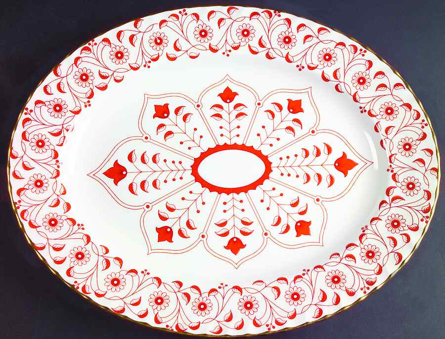 Rougemont (Boston Shape, Swirl) 15" Oval Serving Platter by Royal Crown Derby-1
