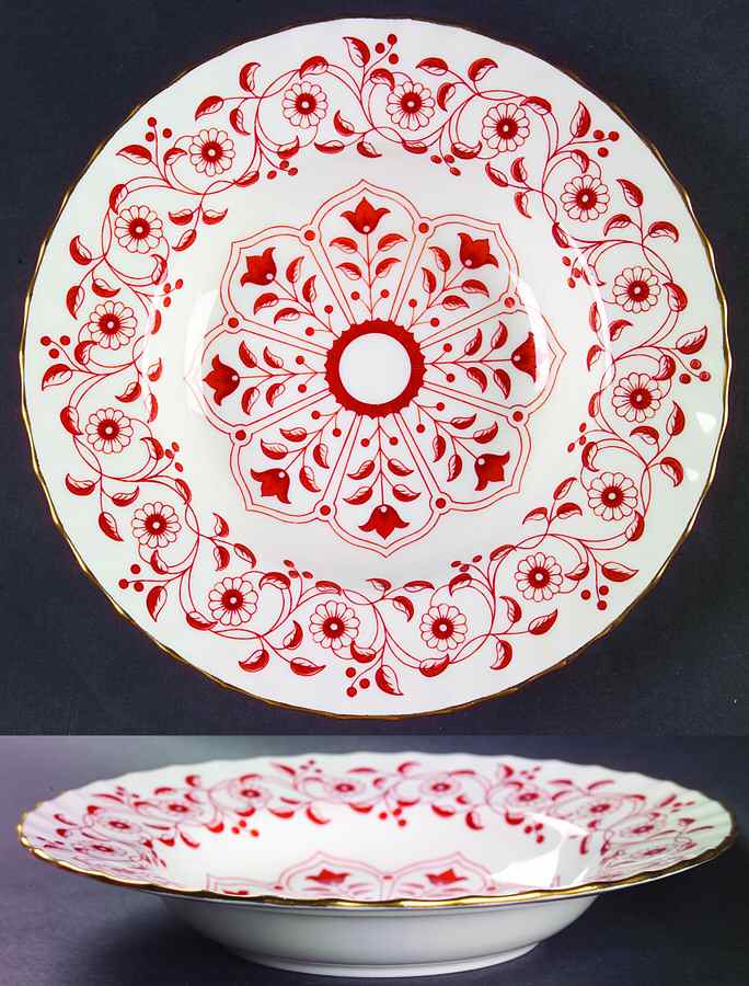 Rougemont (Boston Shape, Swirl) Rim Soup Bowl by Royal Crown Derby-1