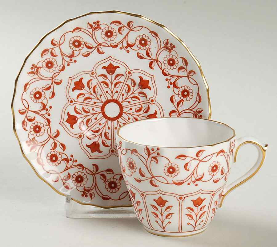 Rougemont (Boston Shape, Swirl) Flat Demitasse Cup & Saucer Set by Royal Crown Derby-1