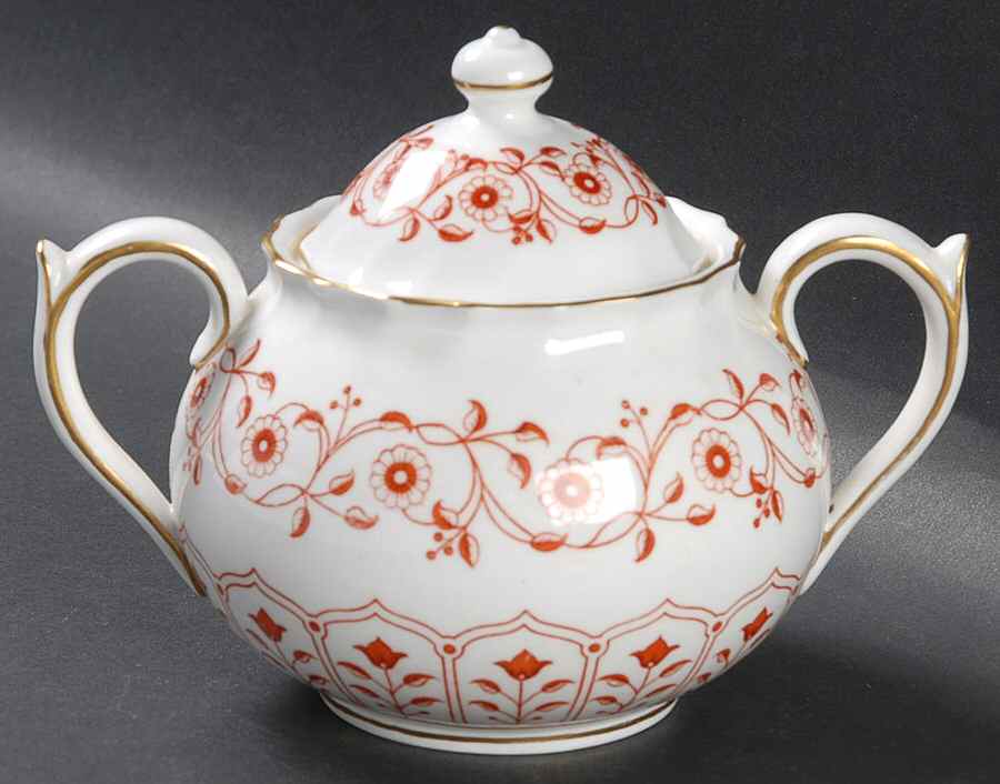 Rougemont (Boston Shape, Swirl) Sugar Bowl & Lid by Royal Crown Derby-1