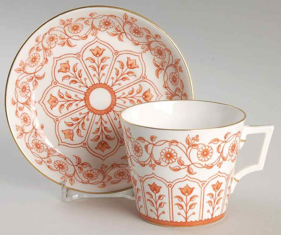 Rougemont (Duesbury Shape, Smooth) Flat Cup & Saucer Set by Royal Crown Derby-1