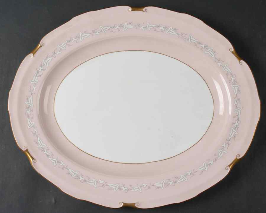 Shell Pink 17" Oval Serving Platter by Royal Crown Derby-1