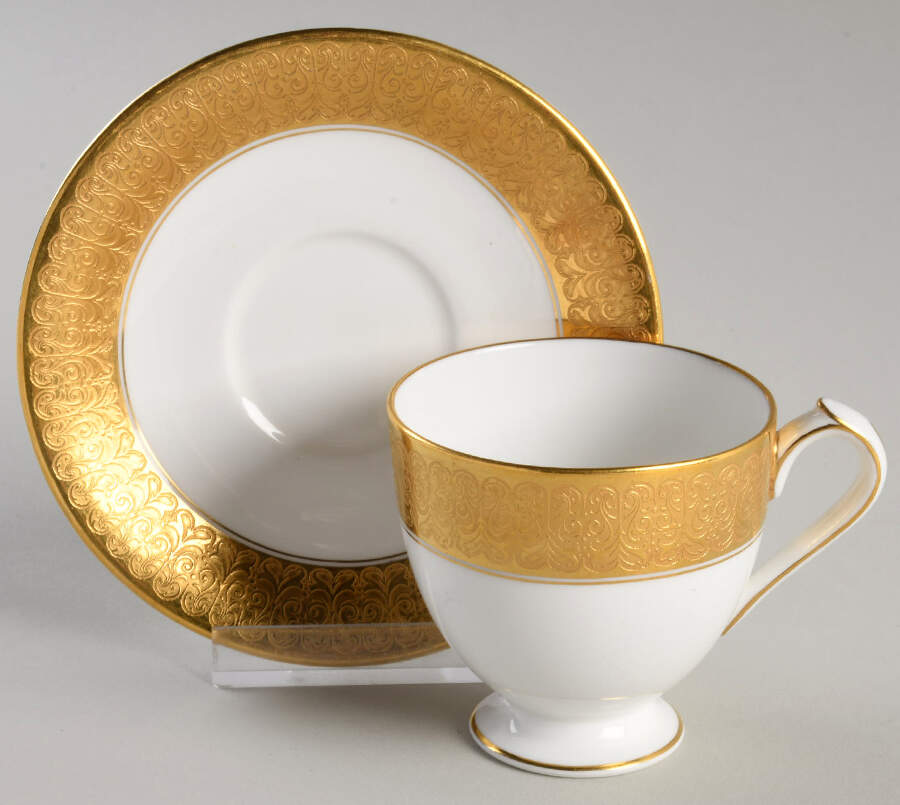 St. George Footed Demitasse Cup & Saucer Set by Royal Crown Derby-1