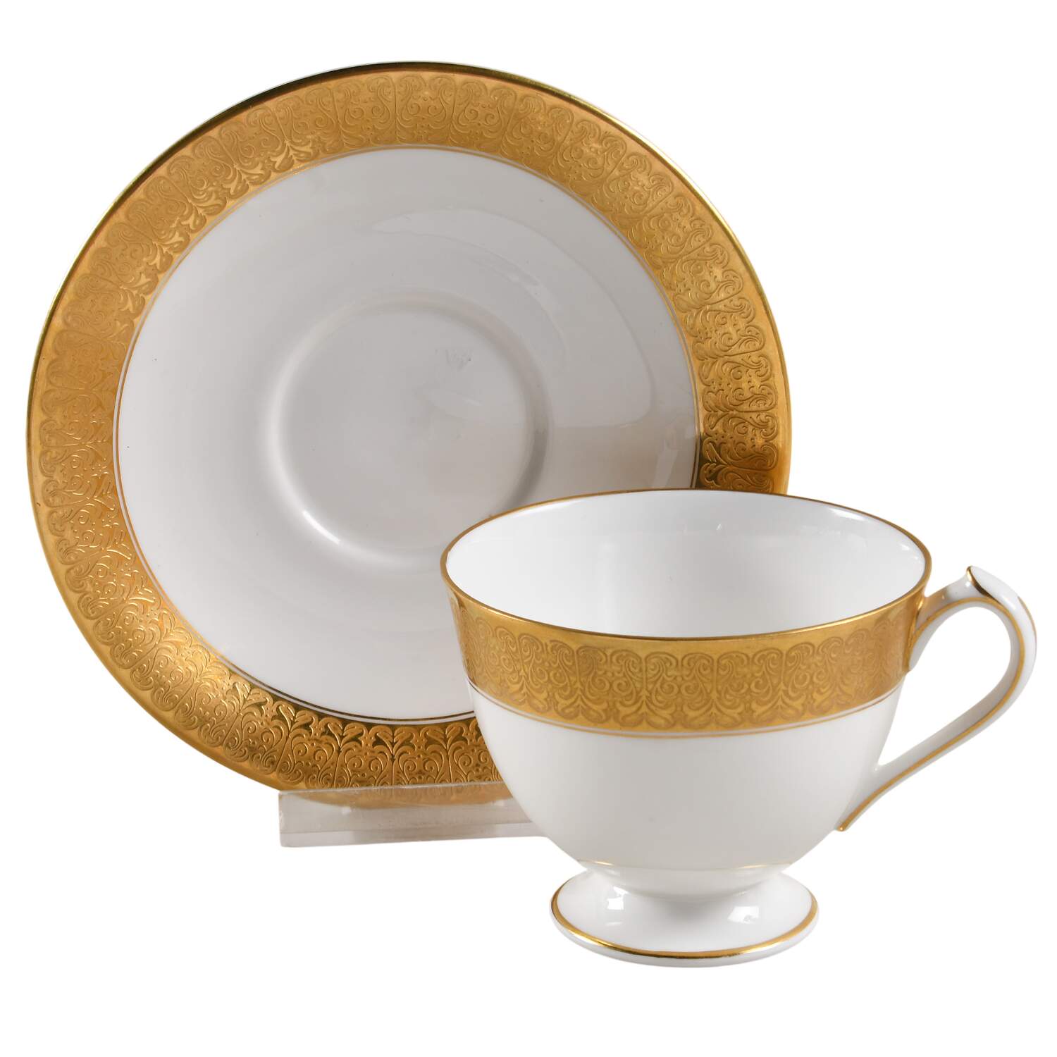 St. George Footed Cup & Saucer Set by Royal Crown Derby-1