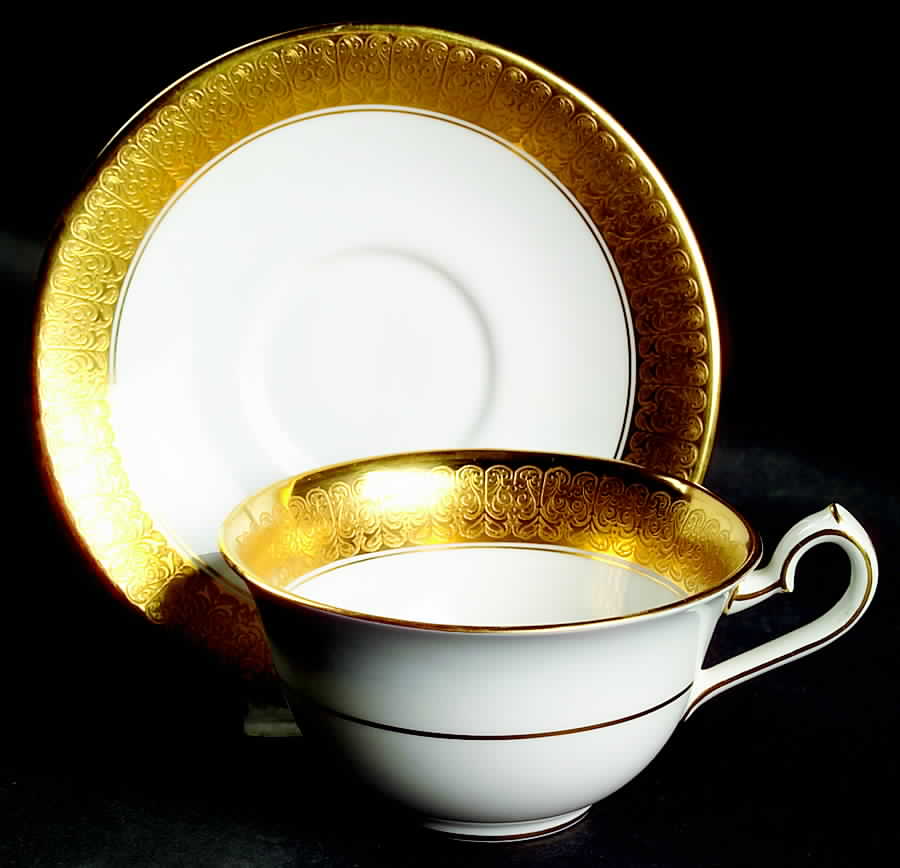 St. George Flat Cup & Saucer Set by Royal Crown Derby-1