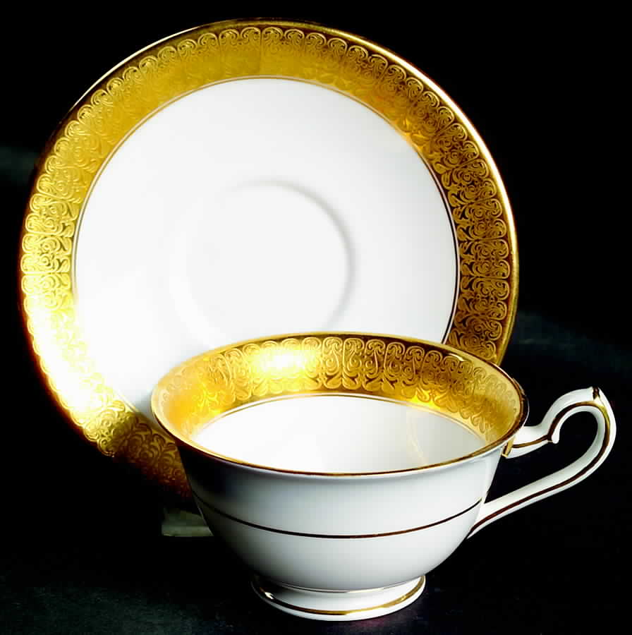 St. George Footed Cup & Saucer Set by Royal Crown Derby-1