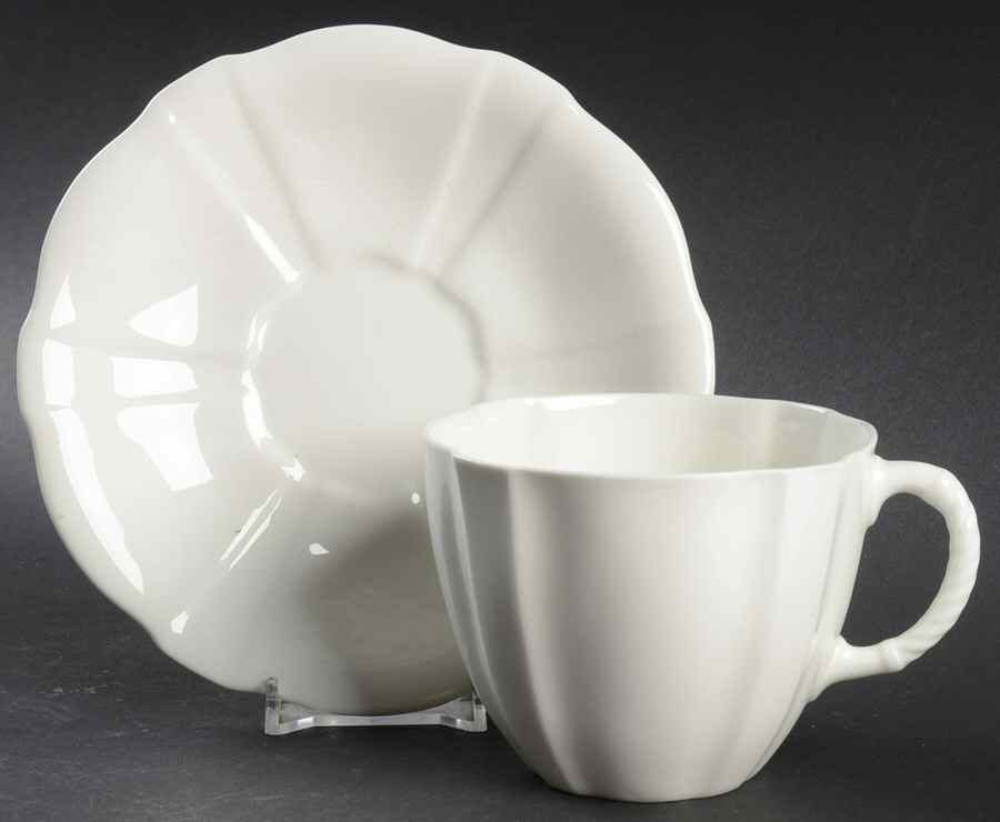 Surrey White Oversized Cup & Saucer Set by Royal Crown Derby-1