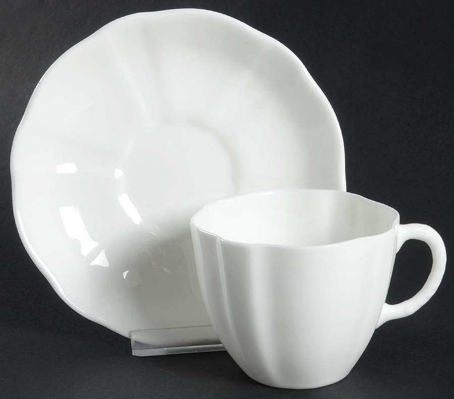 Surrey White Flat Cup & Saucer Set by Royal Crown Derby-1