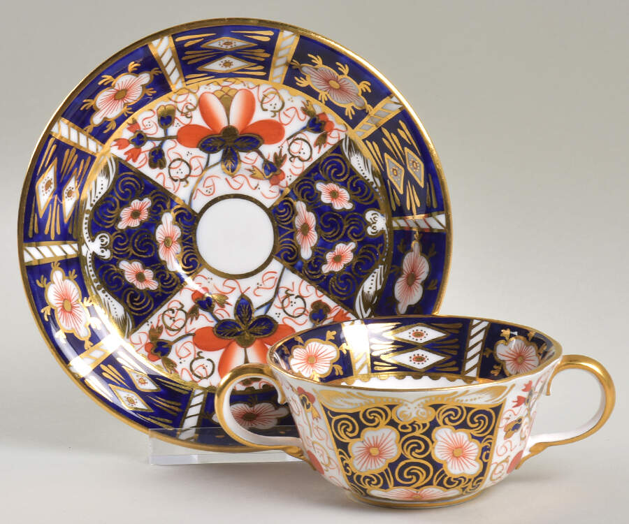 Traditional Imari Flat Bouillon Cup & Saucer by Royal Crown Derby-1