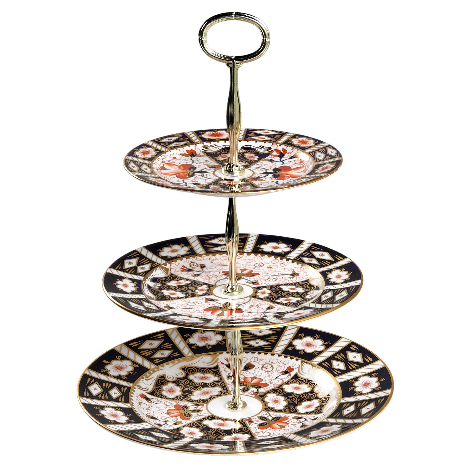Traditional Imari 13 7/8"-14 1/4" 3-Tiered Serving Tray(DP,SP,BB) HC by Royal Crown Derby-1