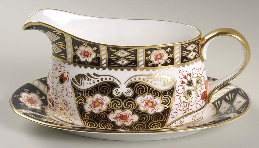 Traditional Imari Gravy Boat & Underplate/Relish by Royal Crown Derby-1