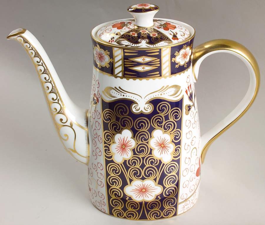 Traditional Imari Coffee Pot & Lid by Royal Crown Derby-1