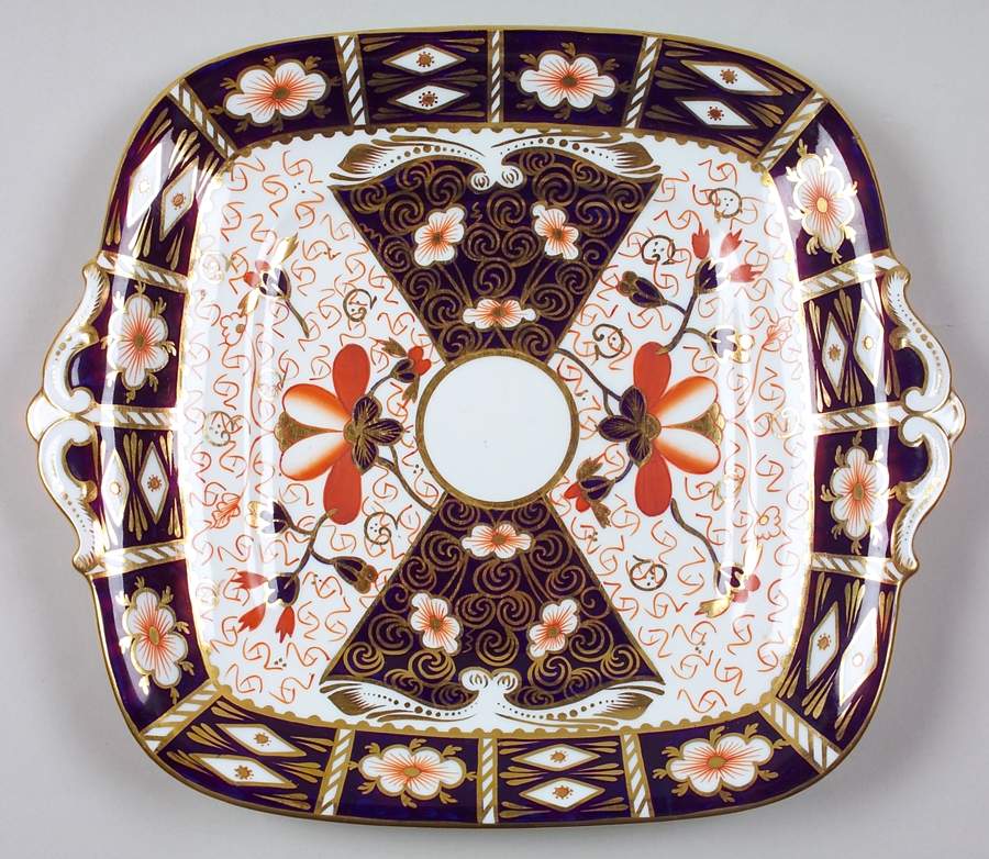 Traditional Imari Square Handled Cake Plate by Royal Crown Derby-1