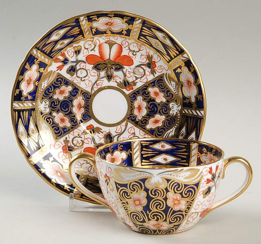 Traditional Imari Footed Bouillon Cup & Saucer by Royal Crown Derby-1