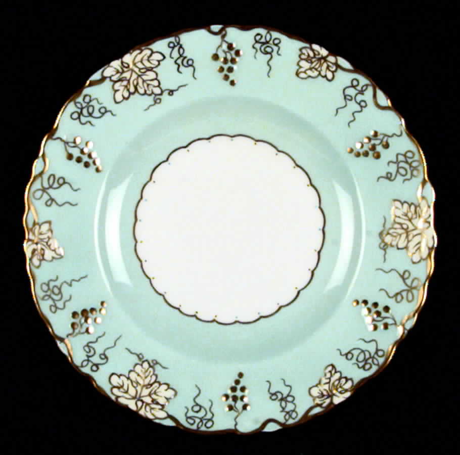 Vine Aqua (Cream Leaves) Bread & Butter Plate by Royal Crown Derby-1