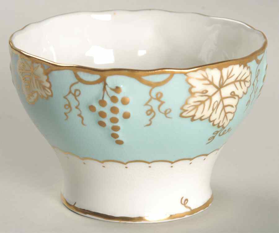 Vine Aqua (Cream Leaves) Open Sugar Bowl by Royal Crown Derby-1