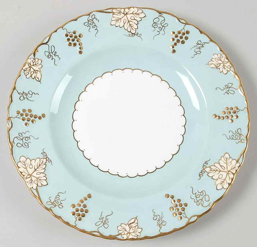 Vine Aqua (Cream Leaves) Salad Plate by Royal Crown Derby-1
