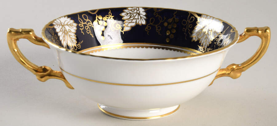 Vine Cobalt Blue Footed Cream Soup Bowl by Royal Crown Derby-1