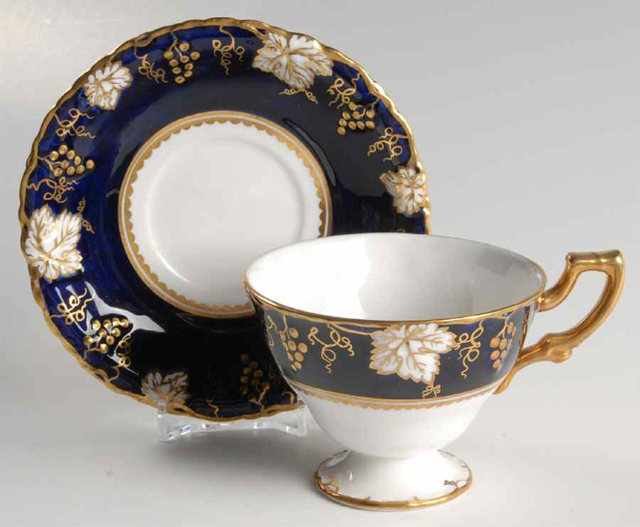 Vine Cobalt Blue Footed Cup & Saucer Set by Royal Crown Derby-1